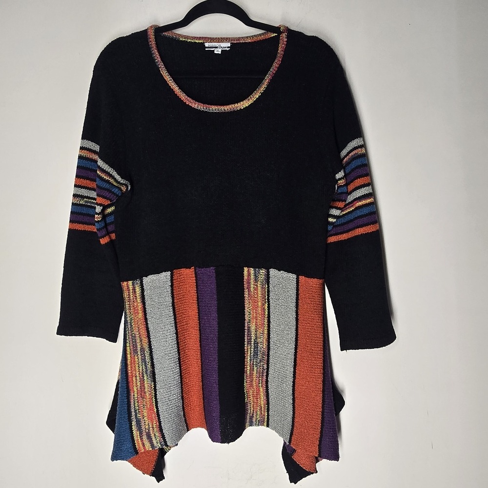 Vintage Mirror Image Artsy Boho‎ Open Knit Handkerchief Hem Sweater Womens M